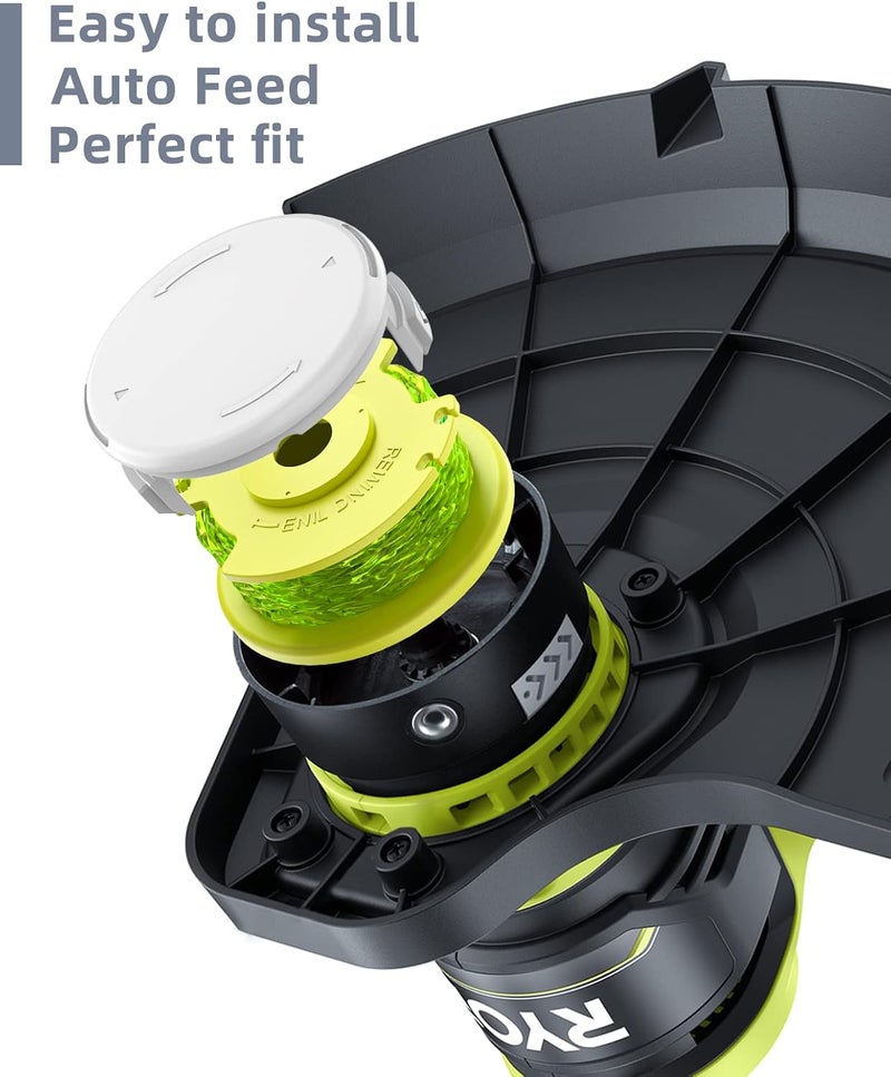 EVENTRONIC خيط جز العشب متوافق مع Ryobi One Plus+ AC80RL3، خيط استبدال 0.08''، خيط جز العشب متوافق مع جزازات Ryobi 18V، 24V، 40V (10 بكرات استبدال، 2 غطاء جزازة) - Image 4